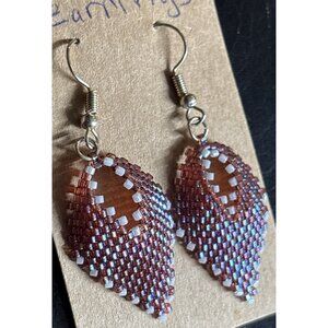Peyote Leaf Earrings Reddish Iridescent Handmade by Sacred Feather Traders